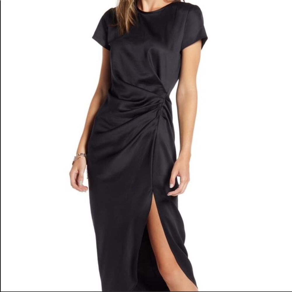 Something Navy Shiney Draped Dress size Large